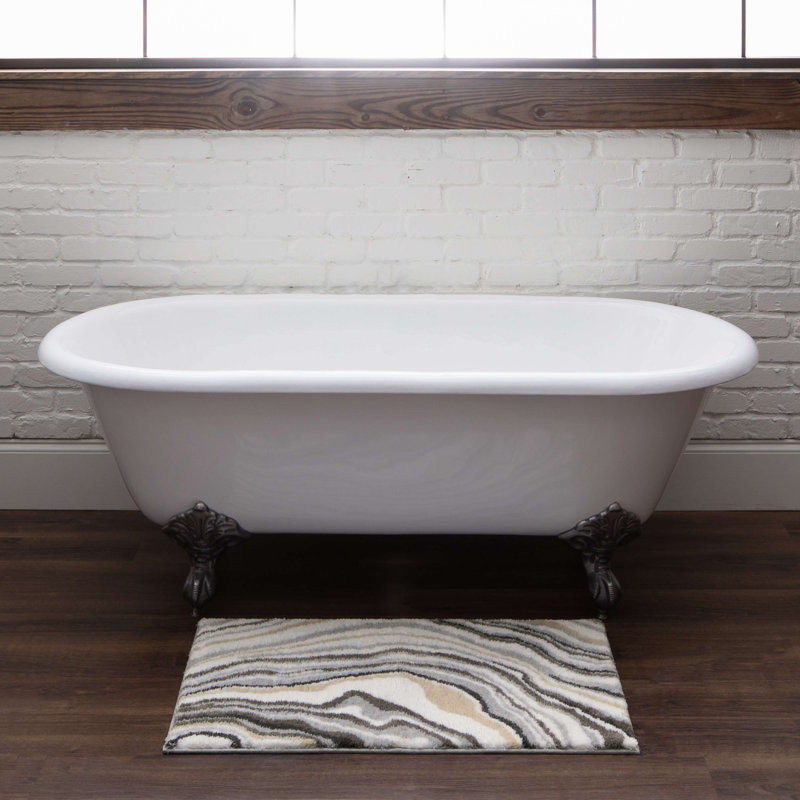 Alyxandrea Abstract Memory Foam Machine Washable Bath Rug, Dove, 27" W x 45" L