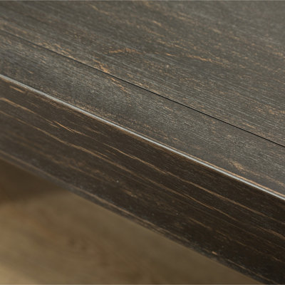 Ensemble de table de salle à manger 7 pièces en bois au fini noir antique avec 6 chaises en similicuir gris