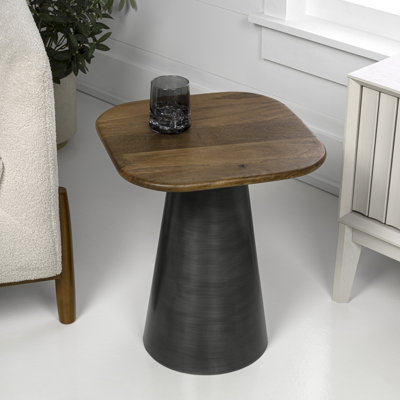 Table de bout carrée en bois de manguier massif de 18 po Skye