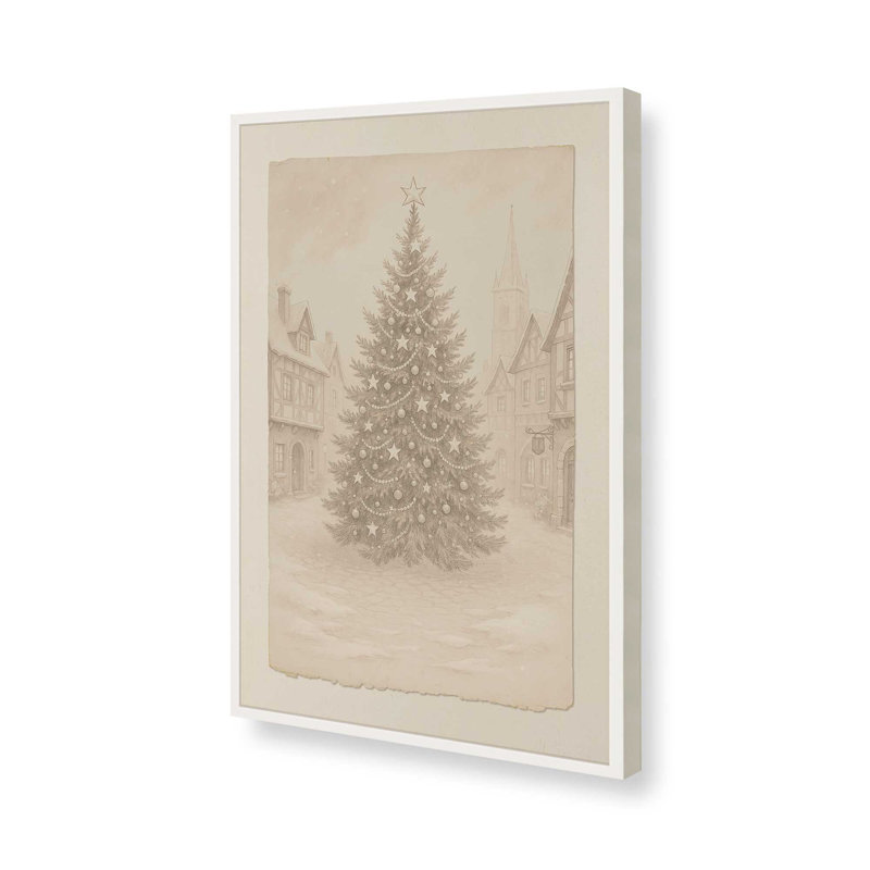 «Town Square Noel», reproduction d'art, 16 po x 20 po, Blanc opaque
