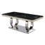 Ensemble de table de salle à manger de luxe 9 pièces, table de cuisine rectangulaire moderne de 8 avec plateau en marbre et base double en acier inoxydable, table de salle à manger avec 8 chaises en cuir de polyuréthane