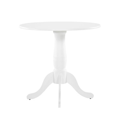 Table ronde 4 places en bois, blanc, base piédestal en sièges décontractés à thème blanc, pour la salle à manger