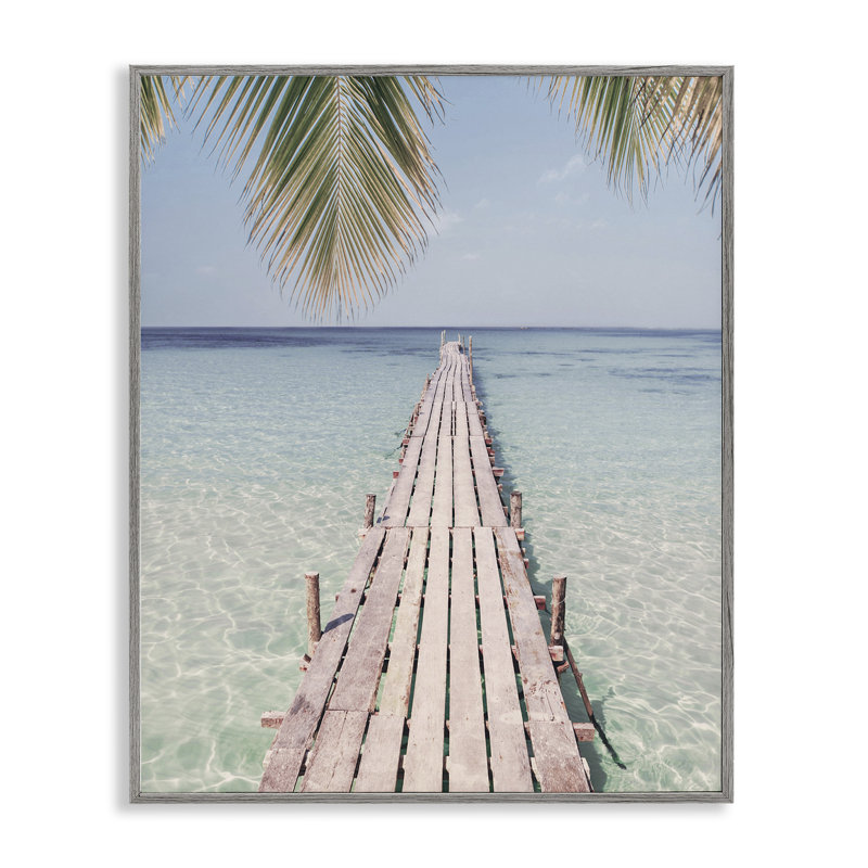 Quai tropical sur la plage par Sissi et Seb, H 14 po x l 11 po x P 1,5 po, Estampe numérique Farmhouse