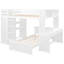 Lit mezzanine blanc avec lit double, lit simple, tablettes, bureau et garde-robe. Maximisez l'espace de la chambre à coucher. Pin. H 65 po x l 78,7 po x L 94,8 po. Pour les familles avec des meubles autonomes. Fabrication solide. Augmenter-1523821800-1523821796