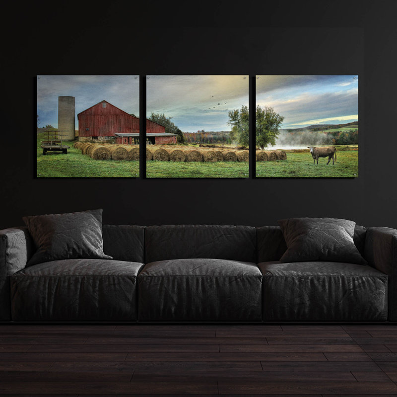 «Epic Art» Hay Harvest »par Lori Deiter, art mural en verre acrylique, ensemble de 3 pièces, H 36 po x l 108 po