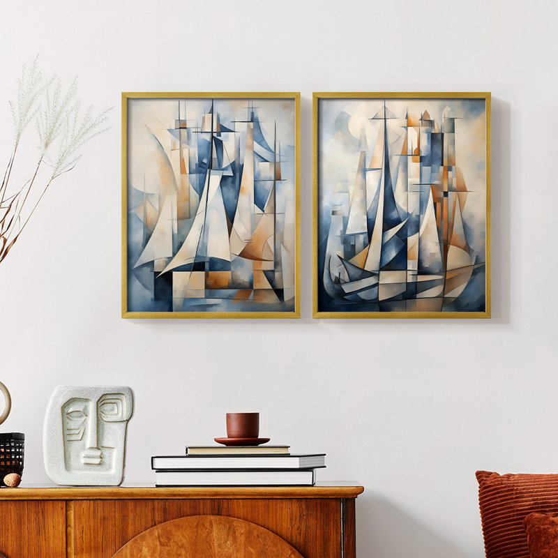 Série NAUTICAL CDxxiv - reproduction encadrée de qualité supérieure - prête à être accrochée - aucun clou requis - aucun clou requis