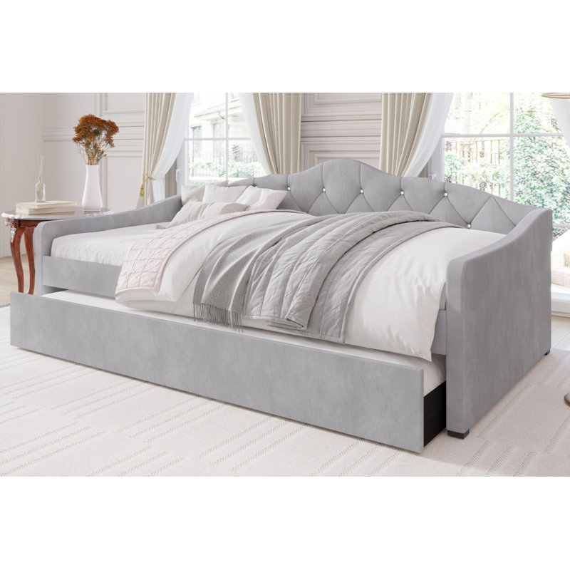 Caitronia Upholstered Daybed, Silver Gray