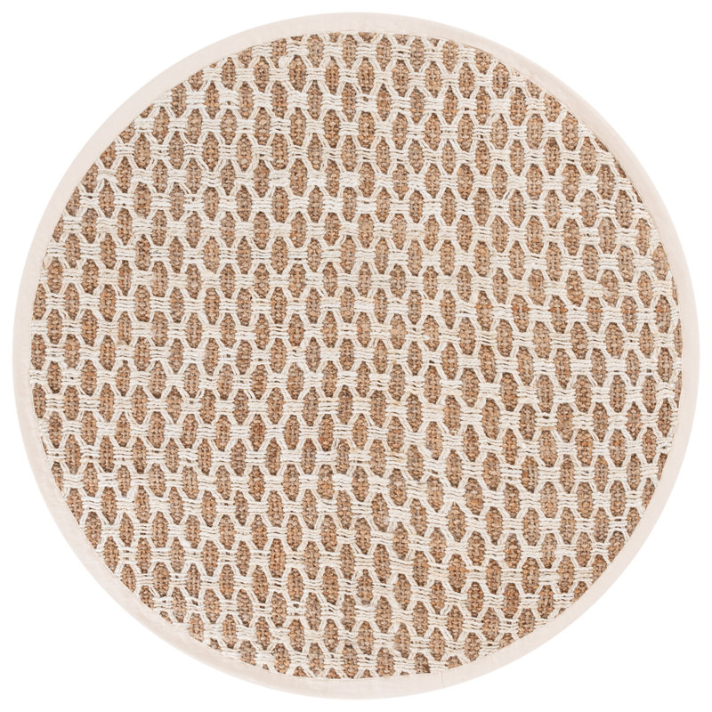 Natural Fiber Handwoven Jute Geometric Rug, Round 6'