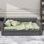 Grand lit plateforme tapissier en tissu avec lit gigogne escamotable-1201108719