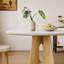 Table ronde ronde en fritté blanc et bois de frêne-124915252