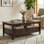 Table basse transitionnelle en bois massif Warm Shaker de 48 po de largeur avec tiroirs de rangement et tablette ouverte