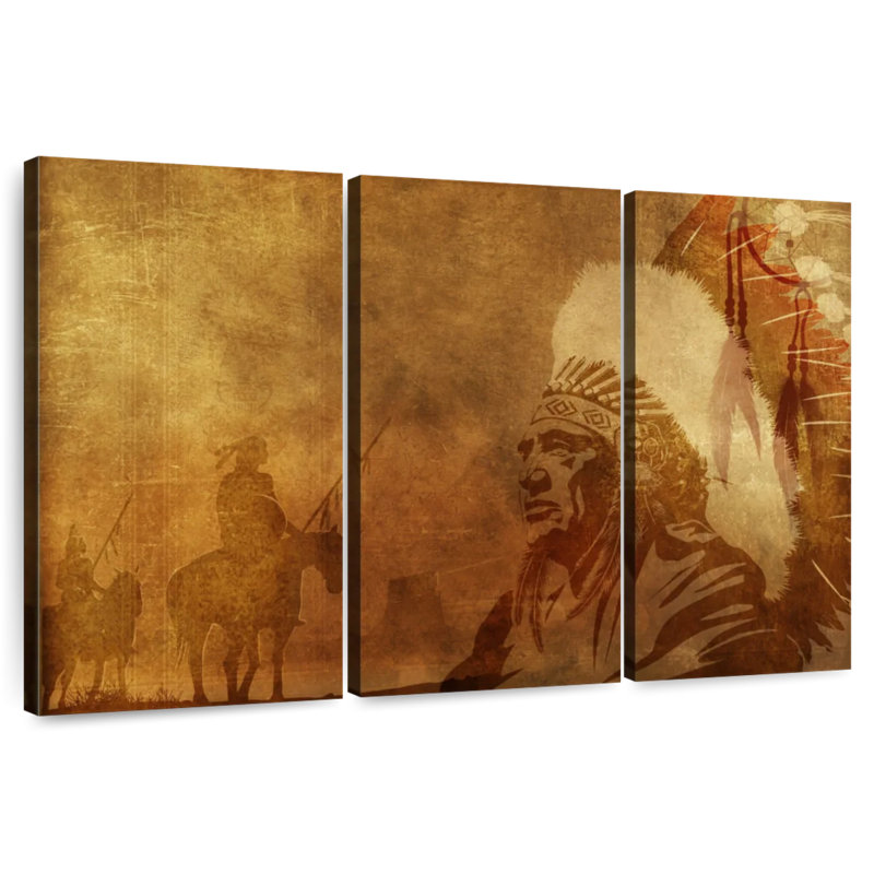 Lelar Native American Depiction, 42" H x 65" W