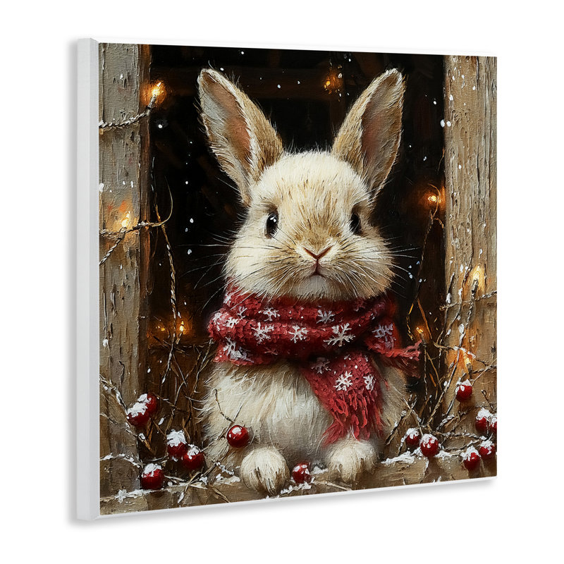 «Bunny with Snowy Holly Berries», plaque murale par Riley B