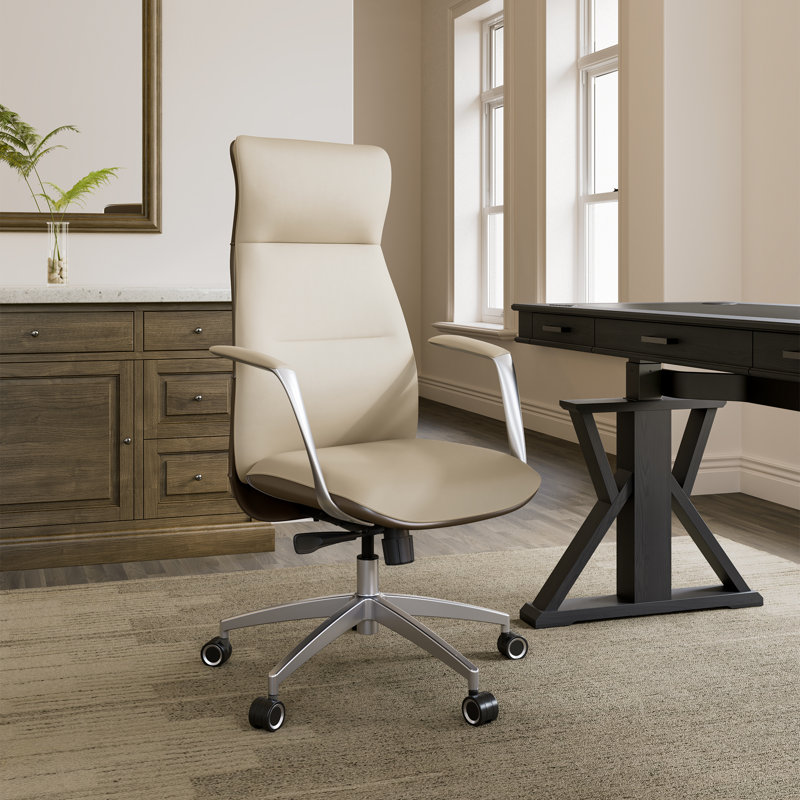 Yianna Ergonomic Executive Office Chair with Headrest, Beige