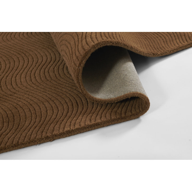 AllModern Contour Hand Loomed Wool Geometric Mocha Area Rug, Rectangle 2' x 3'