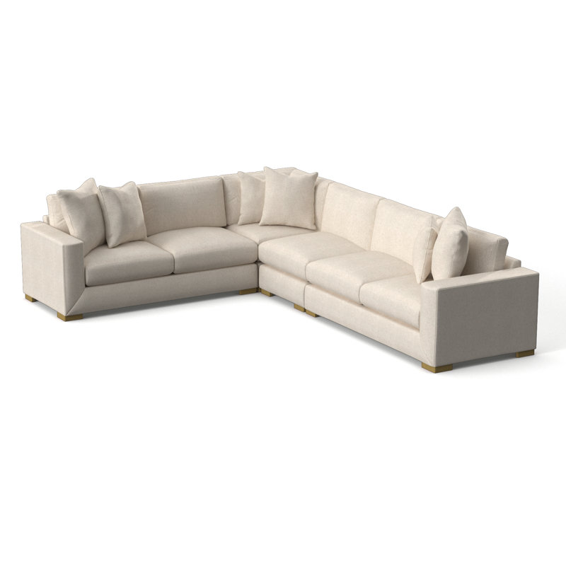 Nicolette Upholstered L-Shaped Sectional Right Hand Facing, Cream Chenille , Molasses