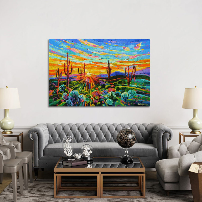 Great Arizona Sunset - reproduction d'art murale encadrée, H 40 po x l 60 po, Toile tendue, Ne s’applique pas