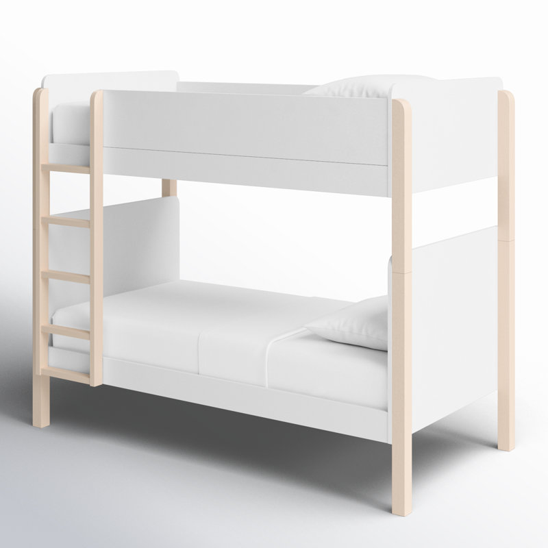 TipToe Twin Bunk Bed, White/Light Brown
