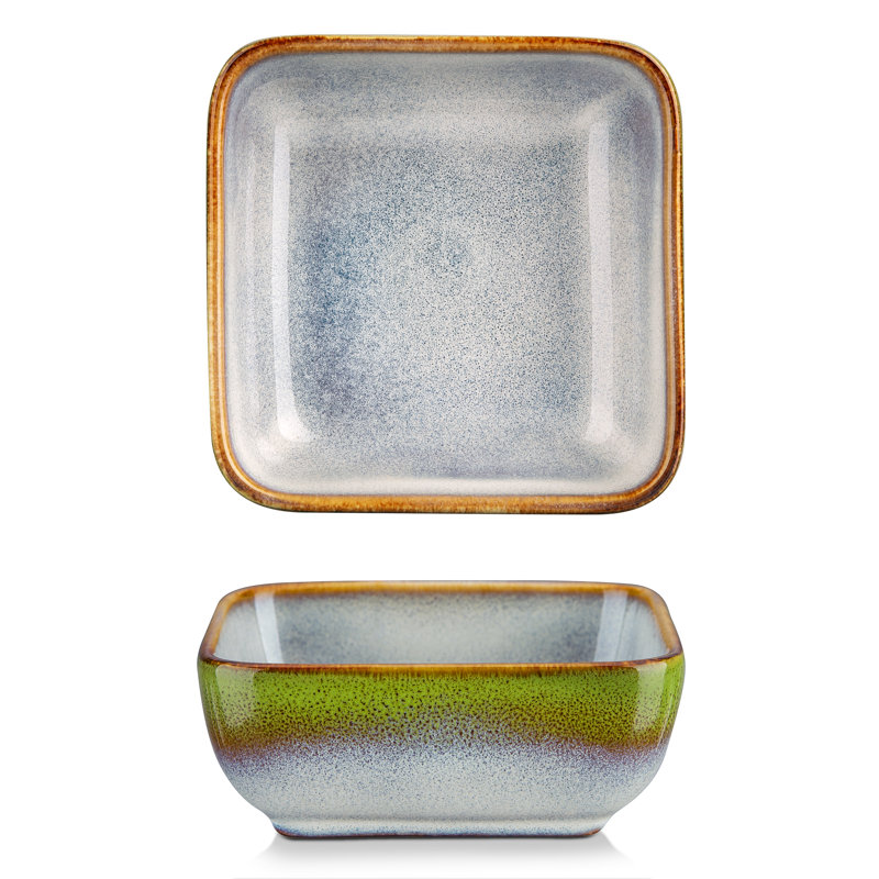 Star 4-Piece Square Sauce Bowls, Snack Appetiser Bowls Set, Dessert Small Serving Bowls, Light Green