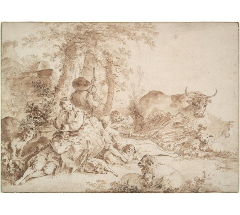 "Pastorals" par Jean-Baptiste Huet - Toile tendue avec châssis