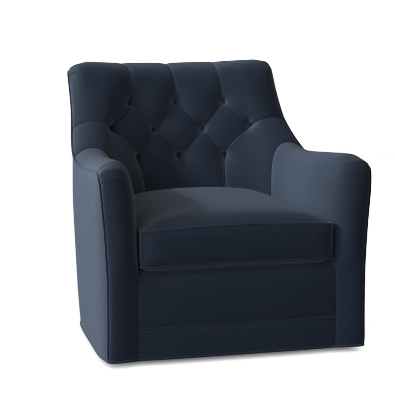 Fauteuil pivotant touffeté l 32 po Emery, Polyester indigo 8789