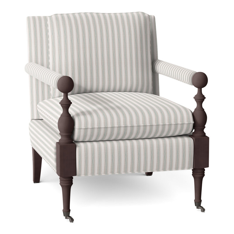 Leslie Armchair, Montego Bay, Perigold Piccadilly Stripe Ash