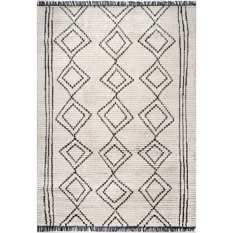 Kajan Geometric Beige Area Rug, Rectangle 4' x 6'