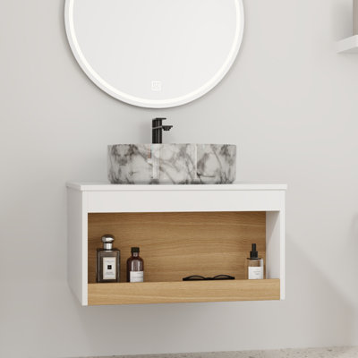 Ensemble de meuble-lavabo flottant 24 po - Conception murale peu encombrante avec lavabo vasque