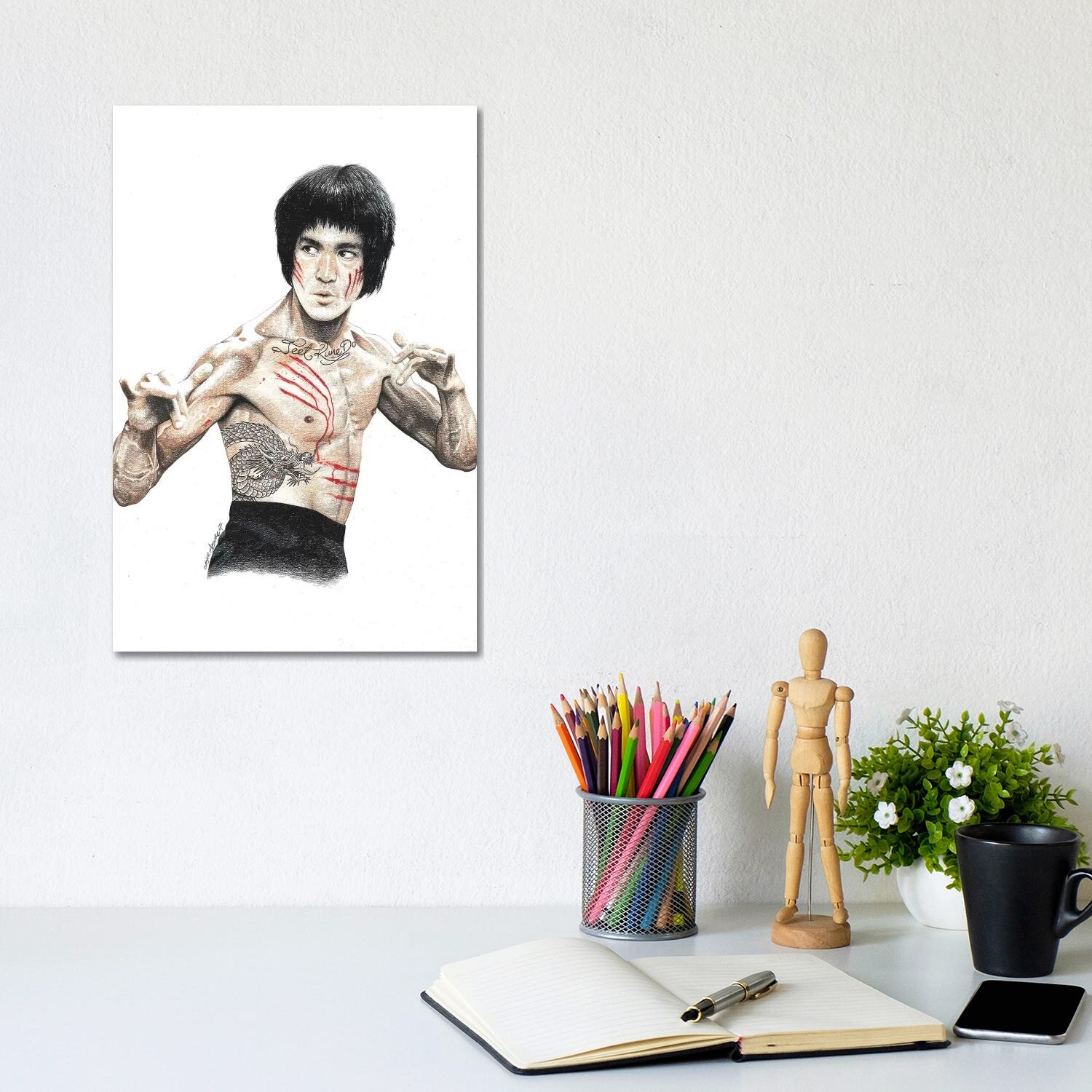 Bless international Fantasy Dragon Tattoo Sketch On Canvas Print