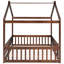 Structure de lit pleine grandeur avec clôture, finition noyer, pin, style maison de jeu pour une maison de sommeil amusante et confortable, construction en pin, espace de jeu, aménagement semi-fermé-130714553-130714551