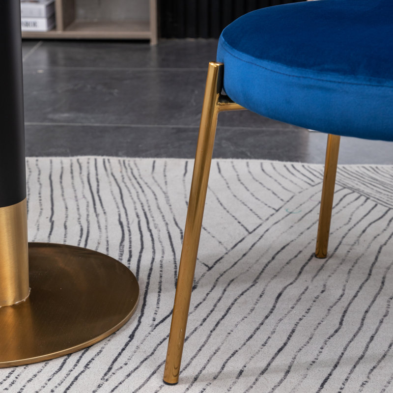 2 chaises de salle à manger en velours bleu - 2 pieds confortables et élégants