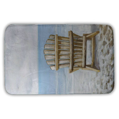 Wood beach chair Bath Mat with Non-Slip Backing - Quick Dry Memory Foam Bathroom Rug - Absorbent - Modern Plush Spa-Style - Machine Washable