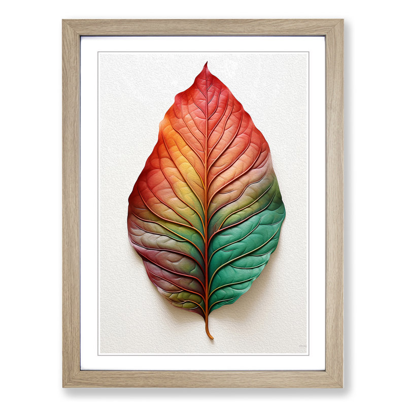 Leaf Contemporary No.2 - Single Picture Frame Print on Wood, Oak, 64cm H x 46cm W x 2cm D
