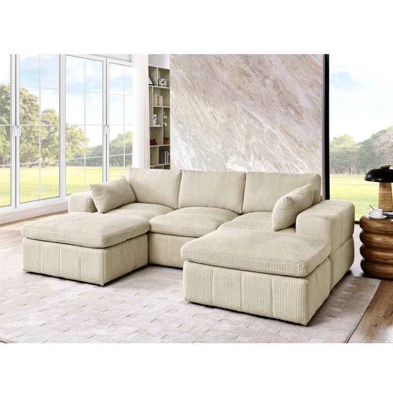 Upholstered Modular Sectional With 2 Ottomans