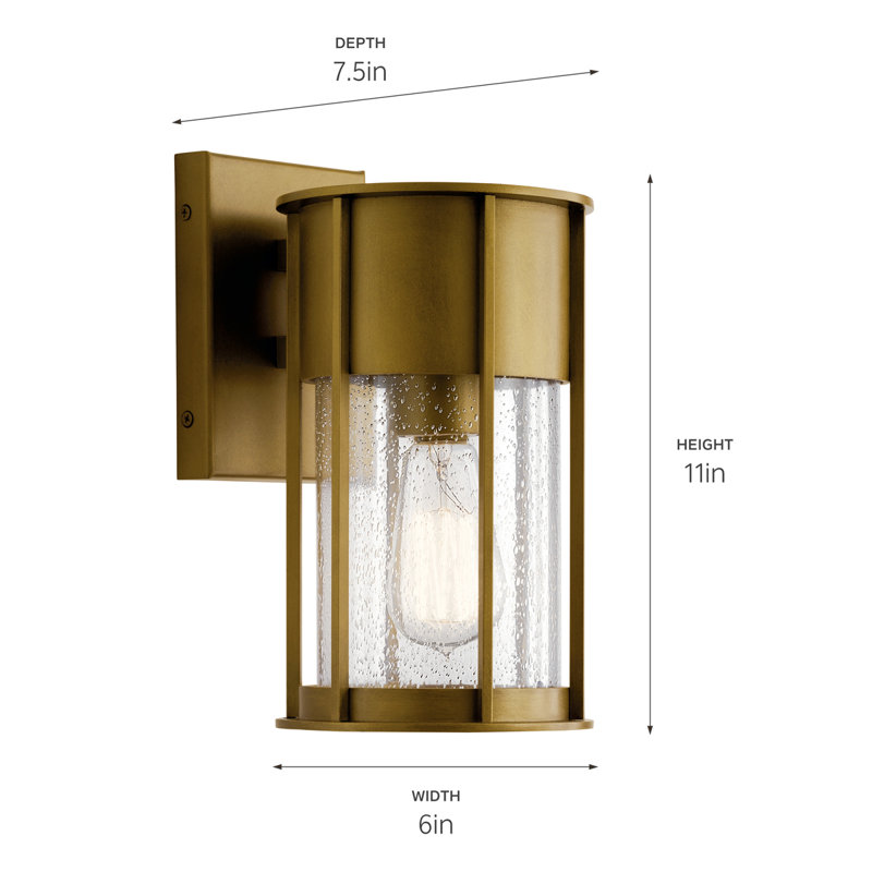 Griswalde Wall Light, Natural Brass, 11" H x 6" W x 8" D
