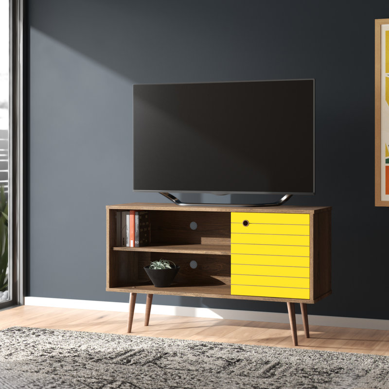 Darryl TV Stand for TVs up to 43", Rustic Brown/Yellow