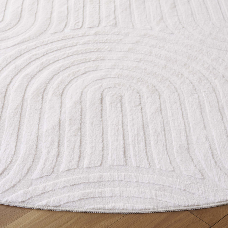 Zairo Performance Machine Washable Geometric Rug, Round 6'