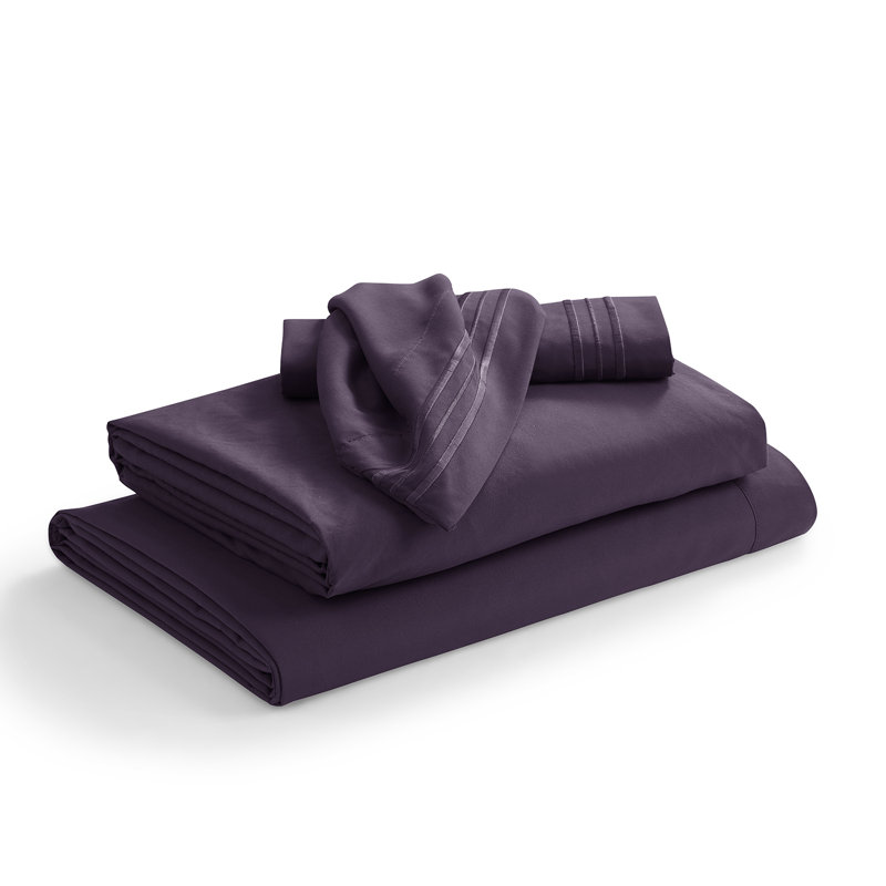  Ensemble de draps hypoallergéniques à double brossage 1800 Series, Ensemble de draps pour grand lit avec 2 taies d'or
