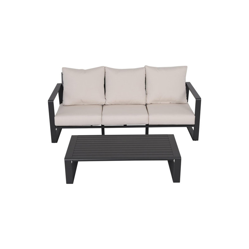 Three-seat sofa + rectangular coffee table,, Gray