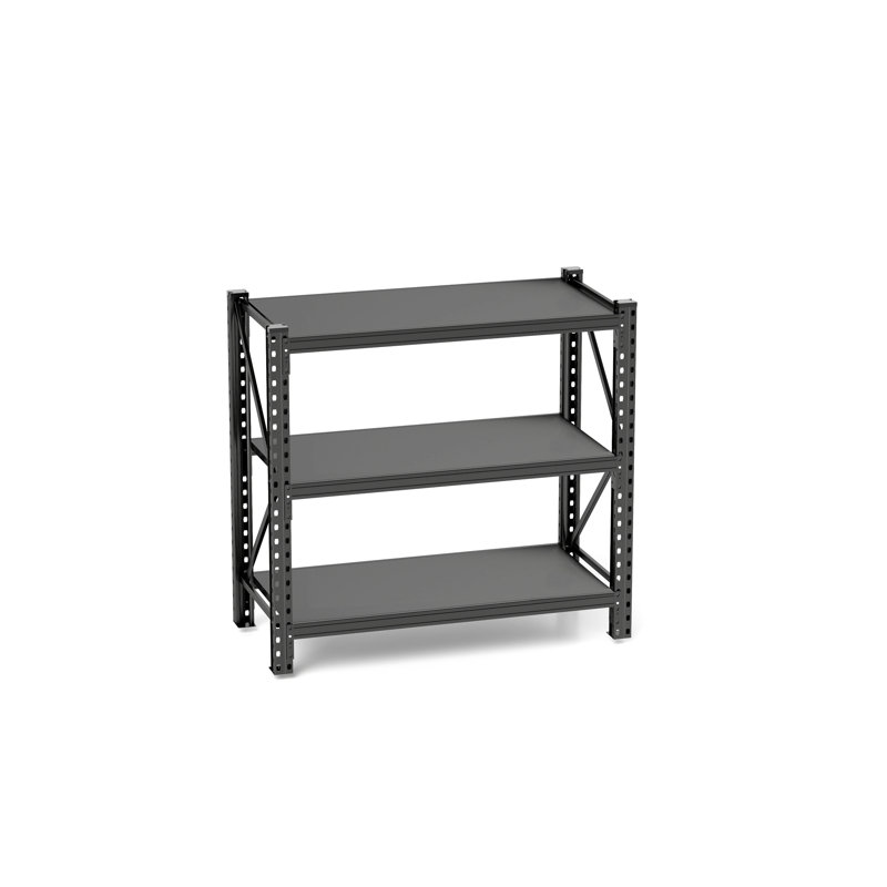 Étagère robuste, P 23,6 po, noir, 3, réglable, solide pour entrepôt, support ajustable pour le magasin 3, acier, P 23,6 po, rouille, pour salle d'outils