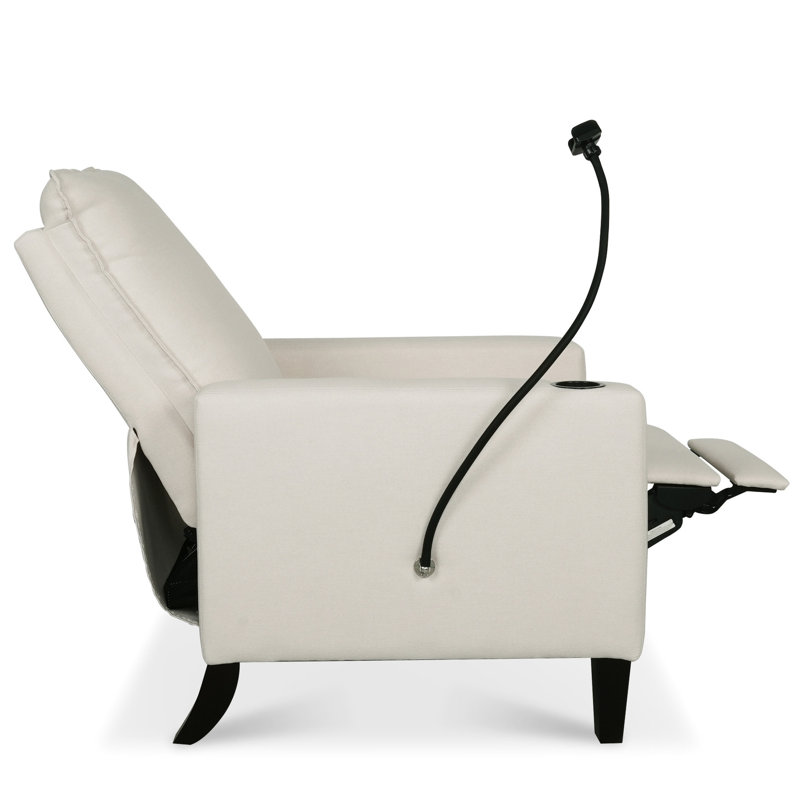 Fauteuil inclinable moderne beige - Rembourrage en mousse avec structure en métal pour adultes, fonction réglable, support pour téléphone et espaces de vie pour tasses