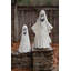  Set of 2 Painted Metal Ghost Yard Decor 35" H Grey Halloween Yard Display Figures