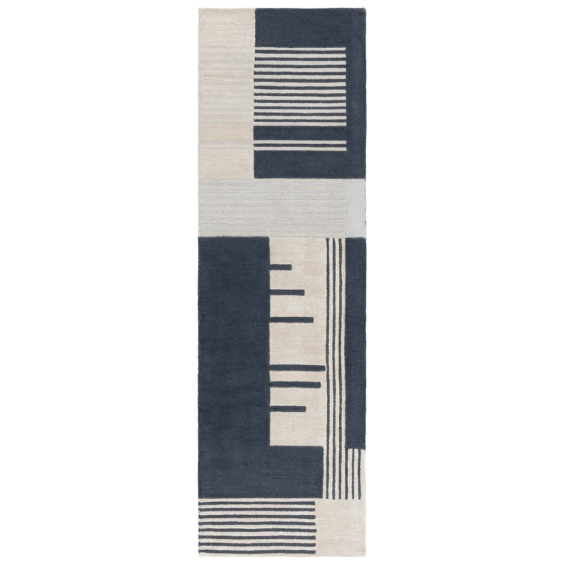 Cassulis Rodeo Drive Hand Tufted Wool Pile Geometric Rug, Runner 2'3" x 8'