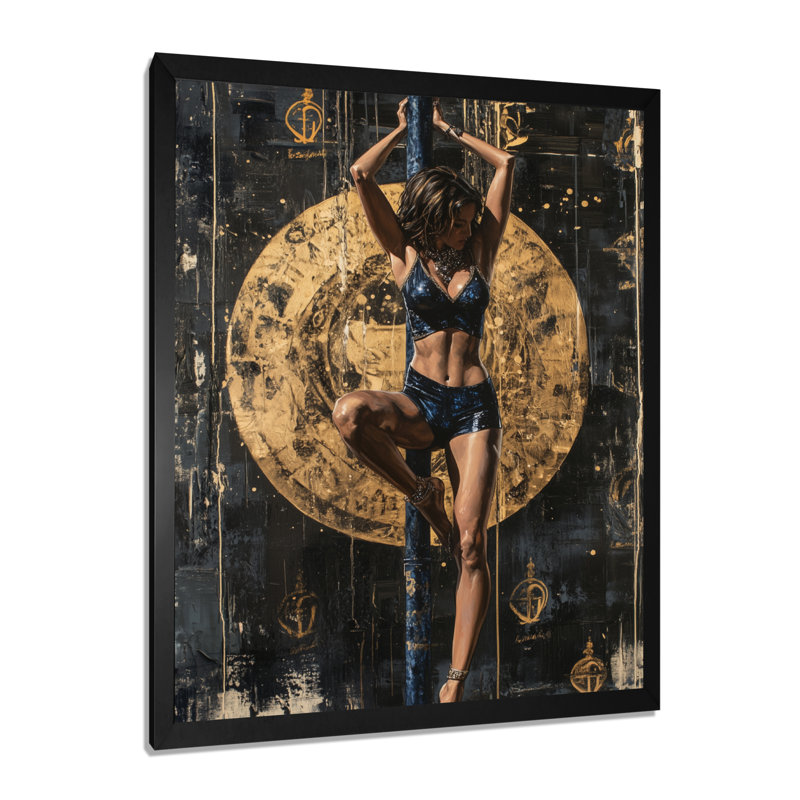Exotic Dancer Side Look - Woman Stripclub, art mural, H 44 po x l 34 po, Cadre simple noir