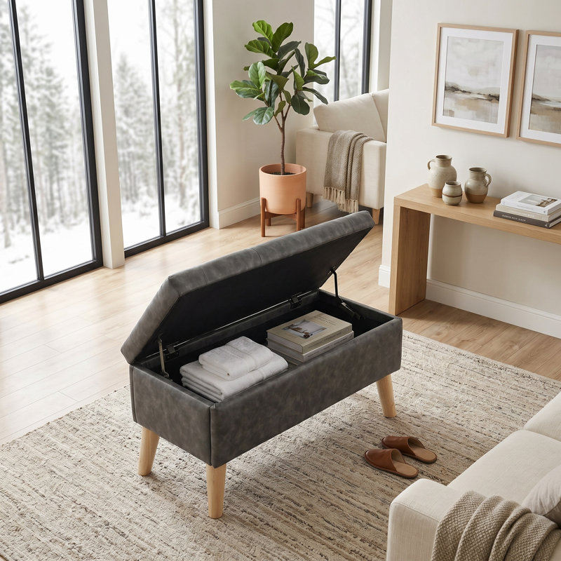 Banc de rangement avec compartiment caché Modern | Repose-pieds, siège et banc de lit multifonctionnels | Assemblage facile et conception élégante