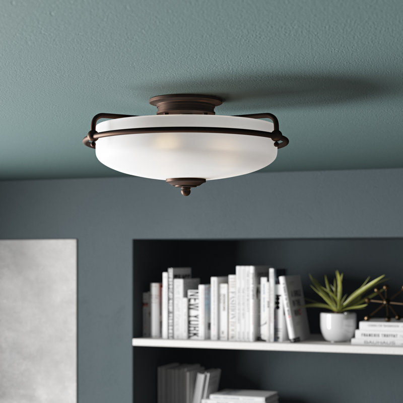 Ampelio Glass Semi Flush Mount, Palladian Bronze