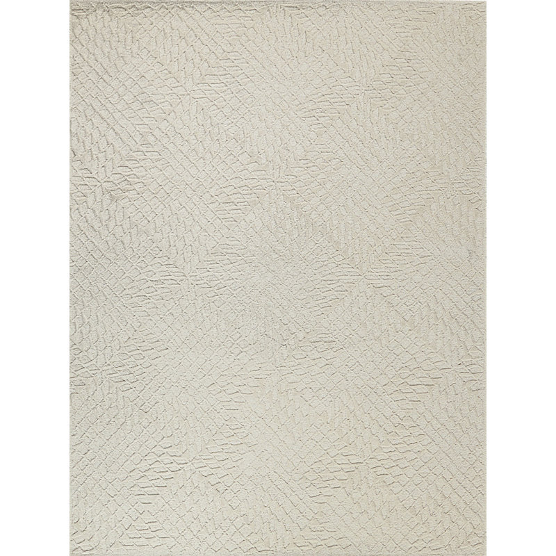 Exquisite Rugs Sandro Handmade Hand-Tufted New Zealand Wool On Canvas Ivory Area Rug, Rectangle 10' x 14'