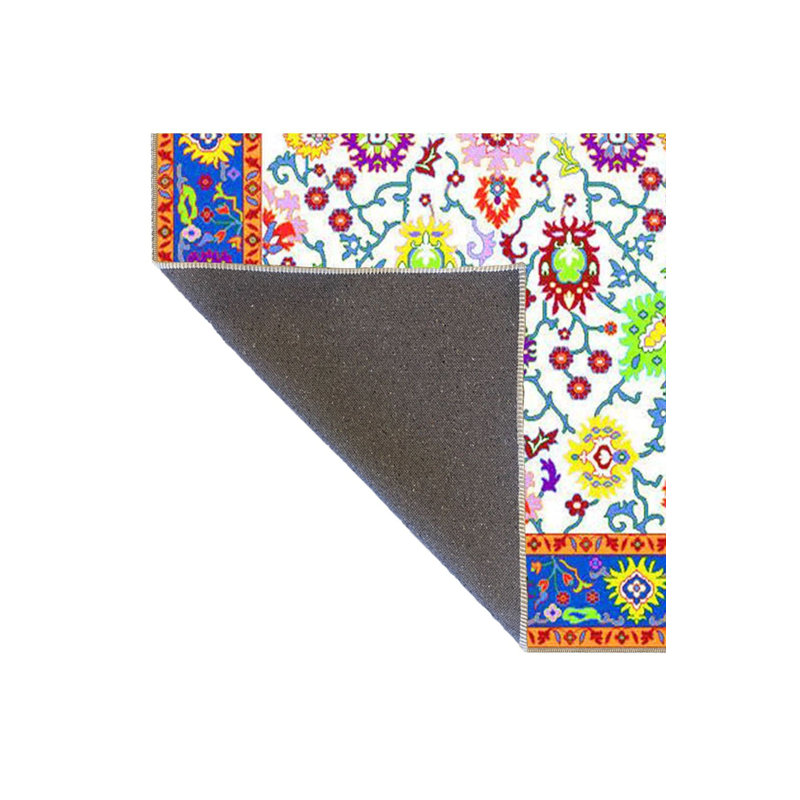 Tapis décoratif lavable à la machine multicolore, Carré 3 pi 3 po
