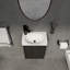 Ensemble de meuble-lavabo de salle de bain 16 po pour petit espace, petit meuble-lavabo moderne avec lavabo en céramique, ensemble d'armoires pour petit lavabo de salle de bain, noir-329664761