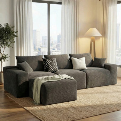 Haven 120" Modular Sectional Upholstery Sofa With Oversized Deep Seat